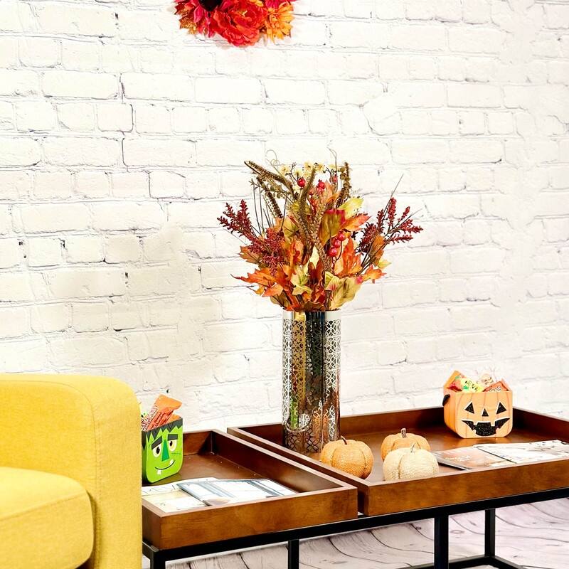 Artificial Autumn Flowers, Orange/Green Mix - 20 Inch - ABN3B004-ORGN-MIX - 20 Inch