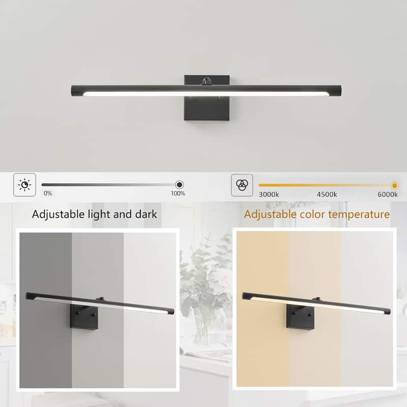 Matte Black Linear LED Rotatable Wall Mount Bathroom Vanity Light