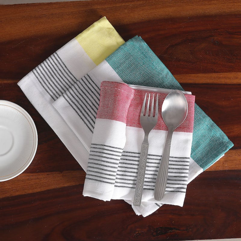 Novica Handmade Stripes Of Elegance Cotton Dish Towels (Set Of 3)