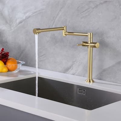 Modern Two Handle Solid Brass Folding Stretchable Pot Filler Faucet