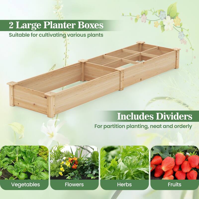 Gymax Raised Garden Bed Wooden Elevated Planter w/2 Planter Boxes 7