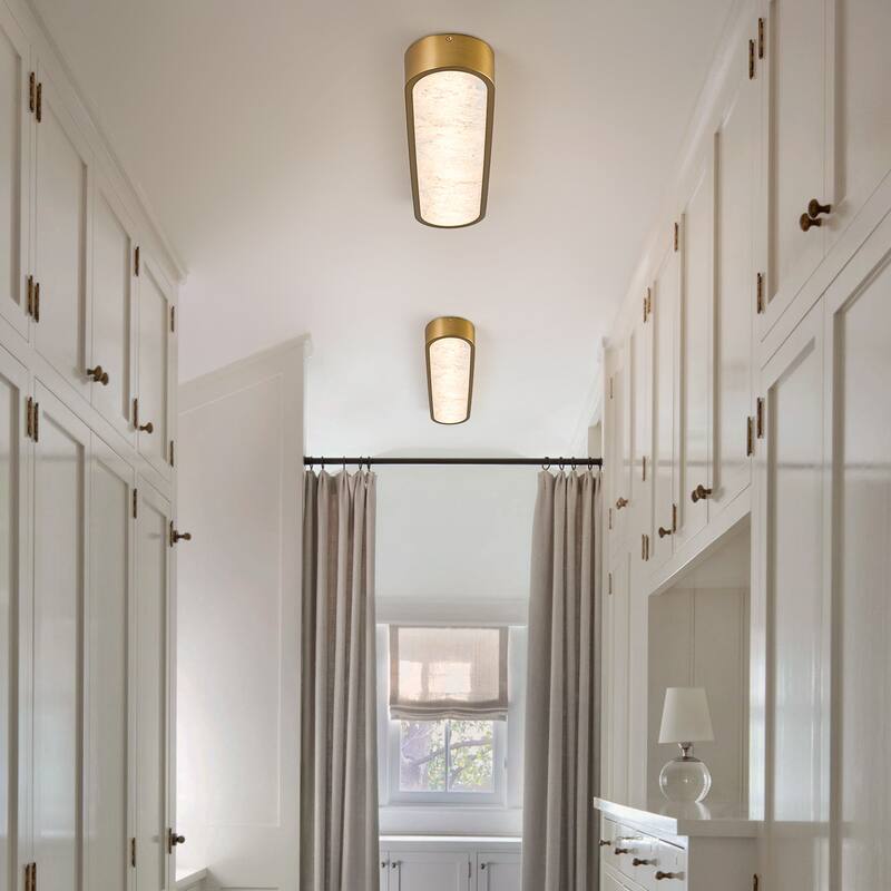 23.6" Dimmable Alabaster Marble LED Flush Mount Ceiling Light for Kitchen Bedroom