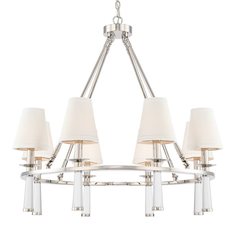 Timeless Home Eight Light Chandelier Baxter Polished Nickel - Exact Size - Exact Size