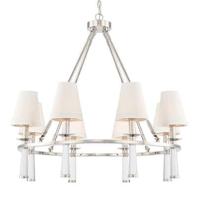 Timeless Home Eight Light Chandelier Baxter Polished Nickel - Exact Size