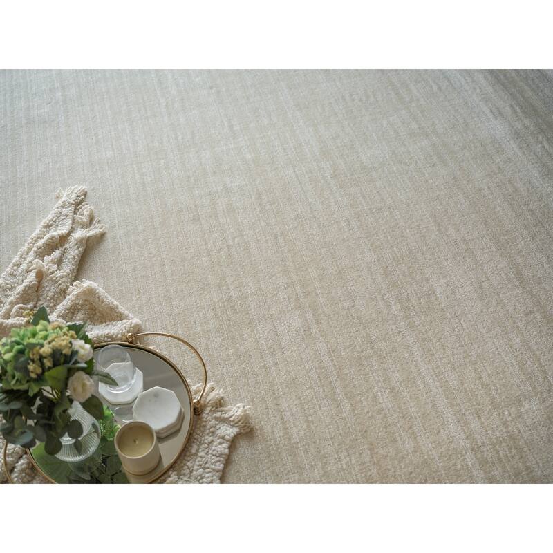 Martelli Modern Handmade Silky Nylon in Light Beige Area Rug