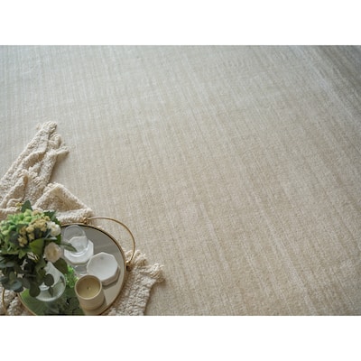 Martelli Modern Handmade Silky Nylon in Light Beige Area Rug