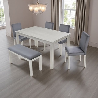 6-Piece Rectangular Dining Table Set with 4 Upholstered Chairs, Bench ...