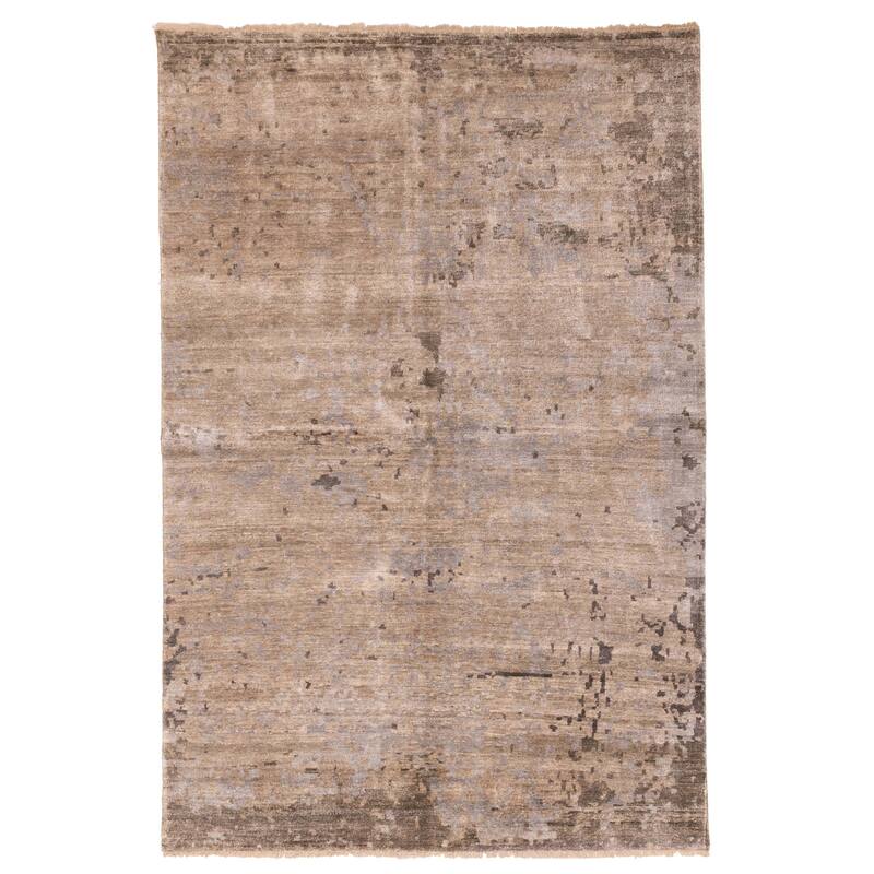 ECARPETGALLERY Hand-knotted Legacy Taupe Silk Rug - 6'5 x 9'8