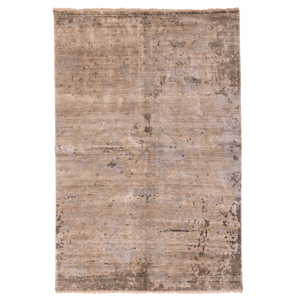 ECARPETGALLERY Hand-knotted Legacy Taupe Silk Rug - 6'5 x 9'8