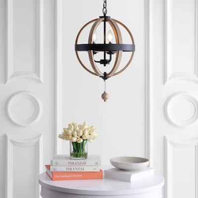 SAFAVIEH Lighting Moshe Adjustable 3-light LED Black Pendant - 15"W x 15"D x 100"H