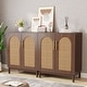 preview thumbnail 18 of 19, Set of 2 Rattan Sideboard, 59 Inch Buffet Cabinet with Doors, Accent Cabinet