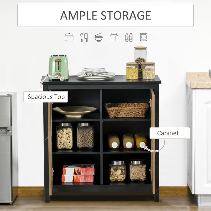 HOMCOM Kitchen Sideboard, Glass Door Buffet Cabinet, Accent Cupboard with Adjustable Storage Shelf for Living Room