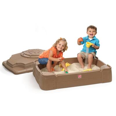 Kids Plastic Sandbox with Cover, Brown
