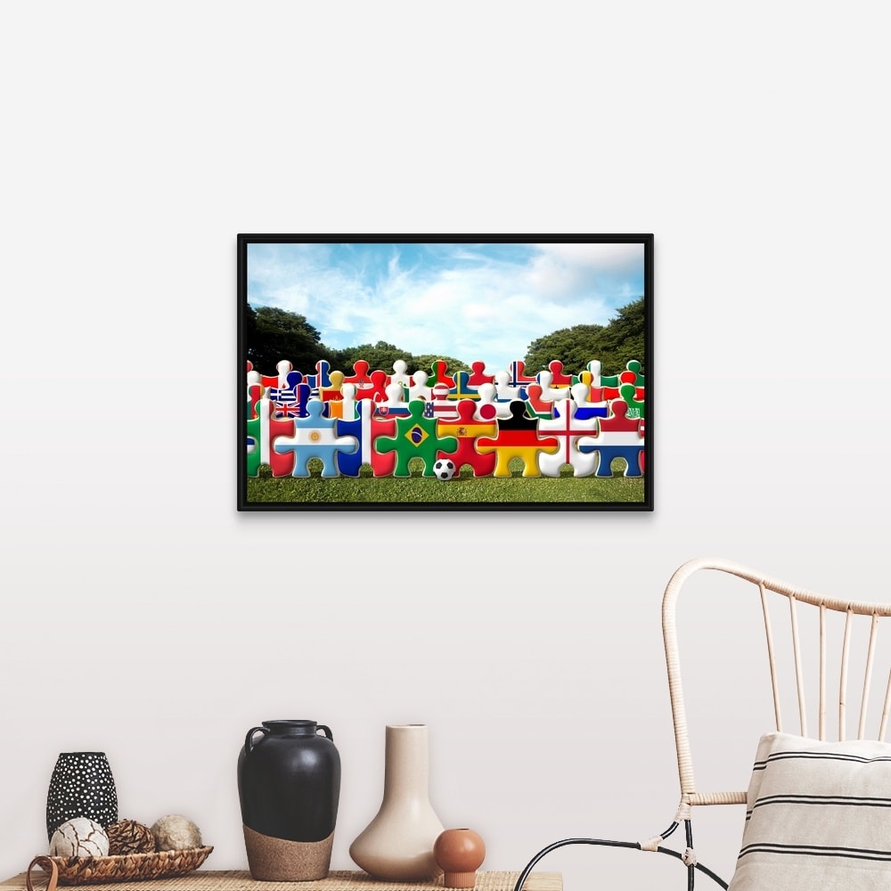 Shop Large Puzzle Pieces With Flags From Around The World On Them