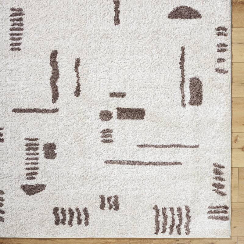 Livabliss Scandinavian Fossay Shag Stripe Washable Area Rug