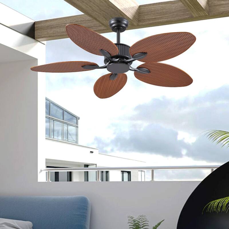 50 Inch Tropical Palm Tropical Indoor/Outdoor Ceiling Fan DC Motor Remote Control - 50 Inches