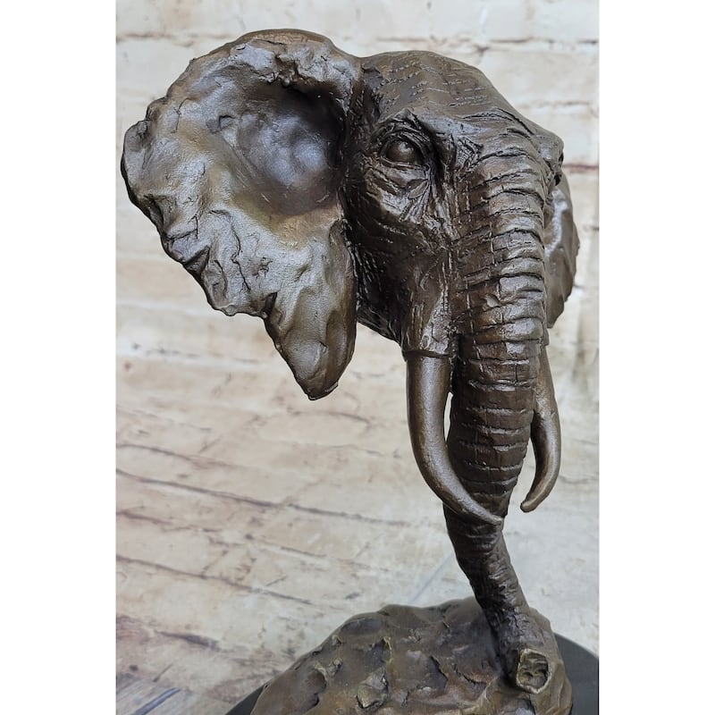 Original Milo Large Imitative Elephant Bust Bronze Sculpture Statue Wildlife Safari Decor