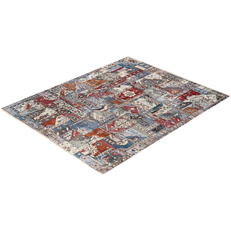Patchwork One-of-a-Kind Hand-Knotted Area Rug, Gray - 8' 1" x 10' 0"