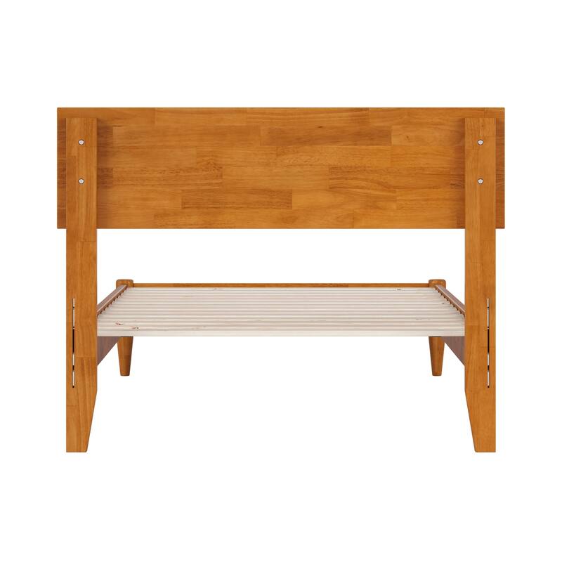 Solid Wood Low Profile Twin Bed - Modern Platform Bed Frame, Light Toffee Finish, Sturdy & Stylish