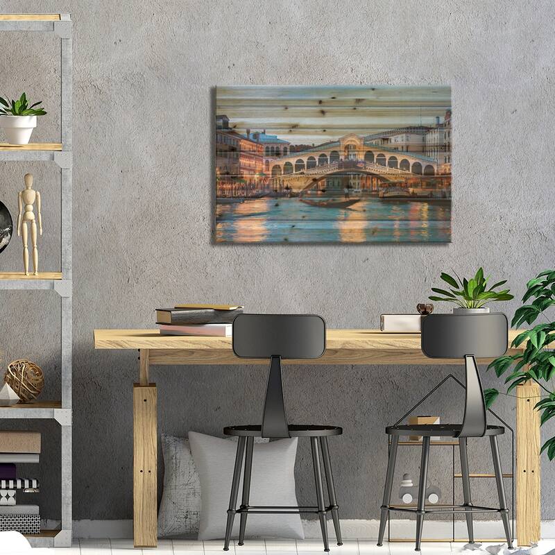 Rialto Bridge At Night, Venice Print On Wood by Matteo Colombo - Multi-Color
