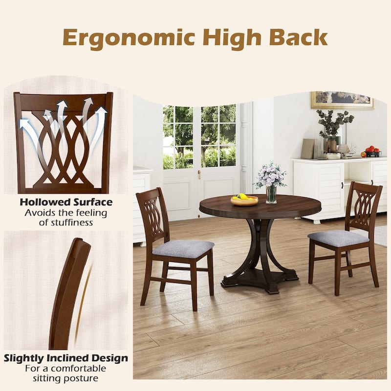 Gymax Dining Chairs Set of 4 w/Padded Seat Hollowed Backrest & Rubber