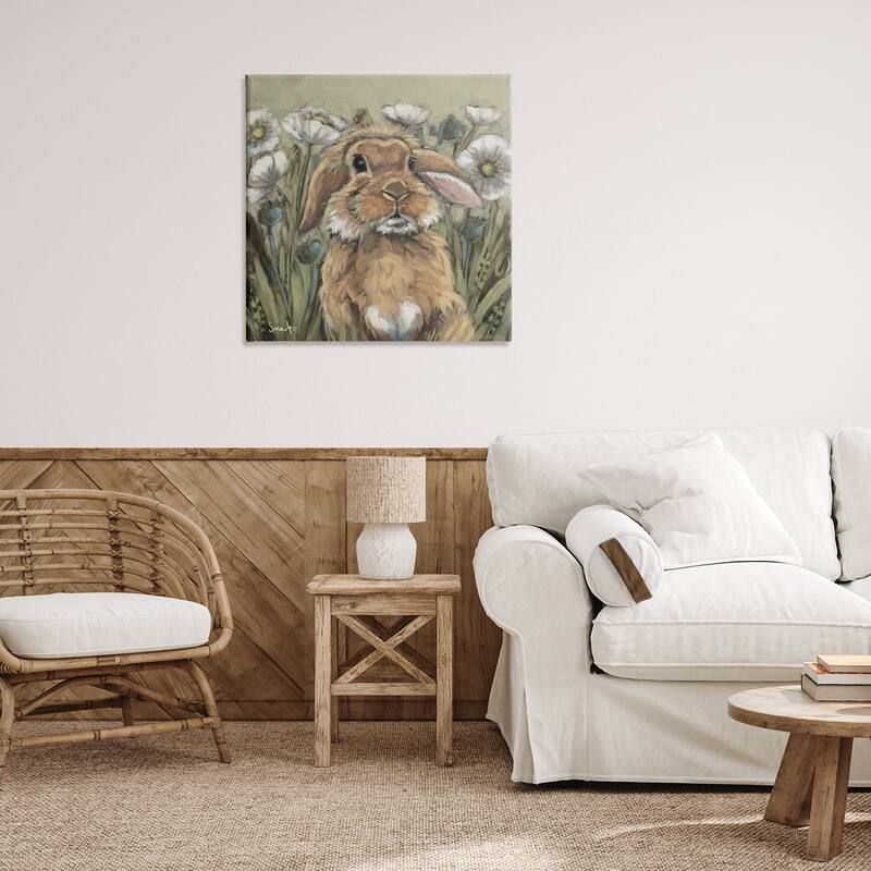 Stupell Rabbit in Poppy Garden Canvas Wall Art Design By Sara G. Designs