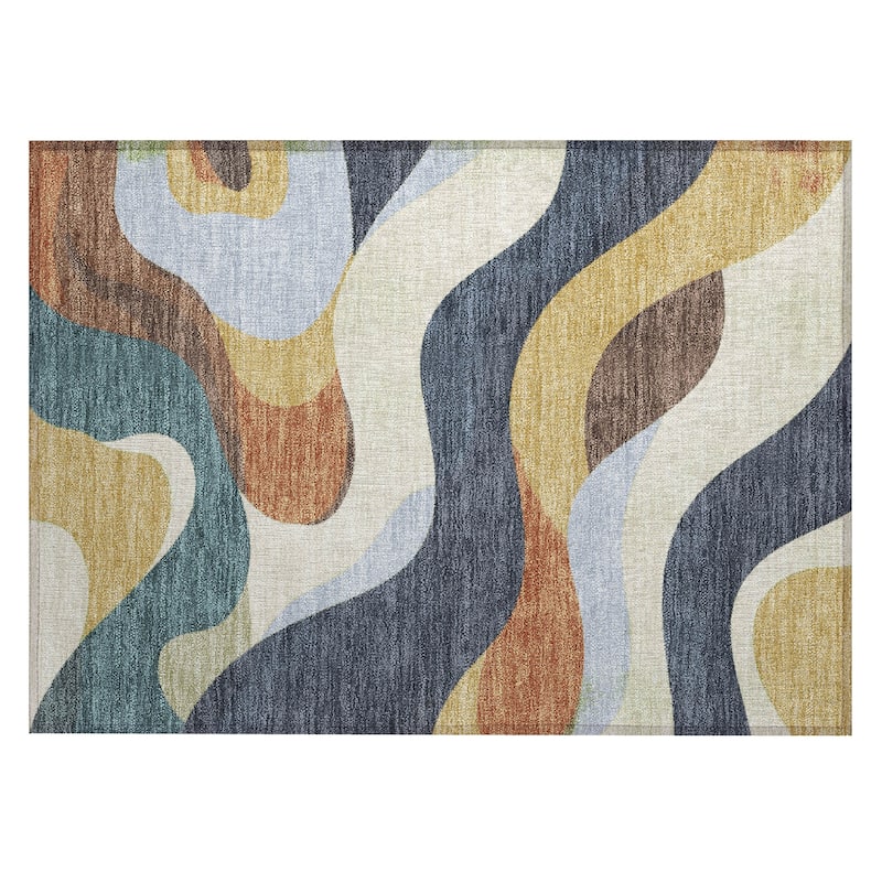 Machine Washable Indoor/Outdoor Casual Contemporary Chantille Rug