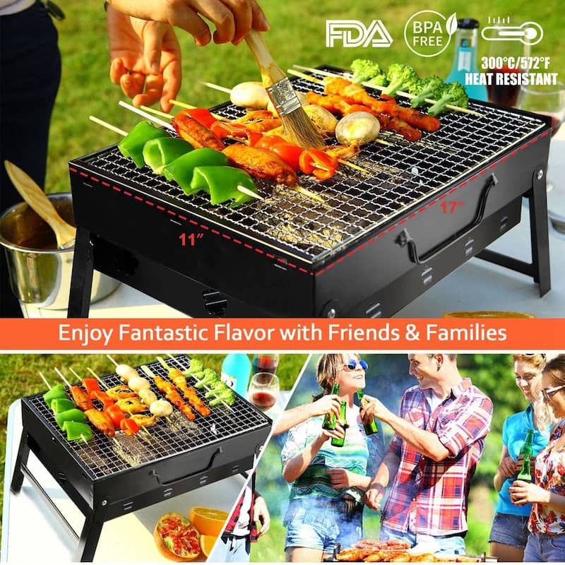 Portable BBQ Grill Foldable Charcoal Grill Lightweight Smoker Grill