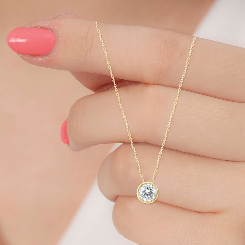 Marquee Certified 1 Carat Diamond Bezel Pendant in 14K Yellow Gold