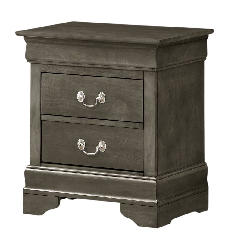 2-Drawer Wooden Nightstand - 24" - Gray