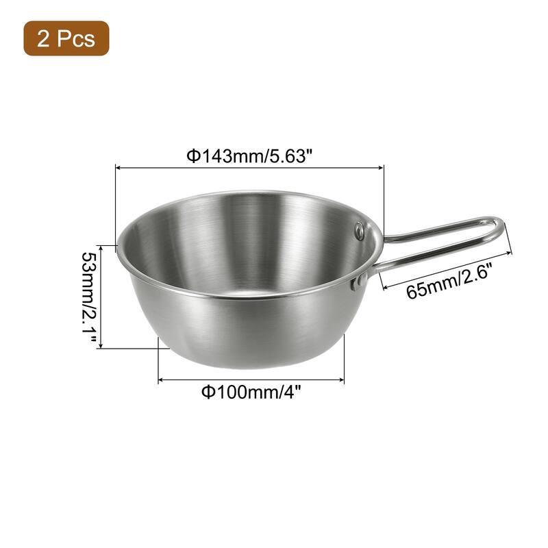 2 Pcs Korean Traditional Wine Bowls, Stainless Steel Rice Wine Cup - Silver - 5.51 Inch