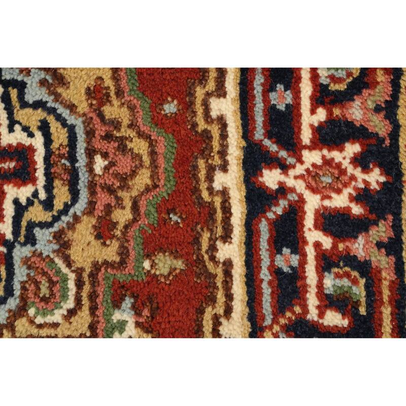 Hand Knotted Oriental 100% Wool Carpet Traditional Geometric Oranges & Rust Heriz (serapi) Runner Rug - 5' 9'' X 2' 5''