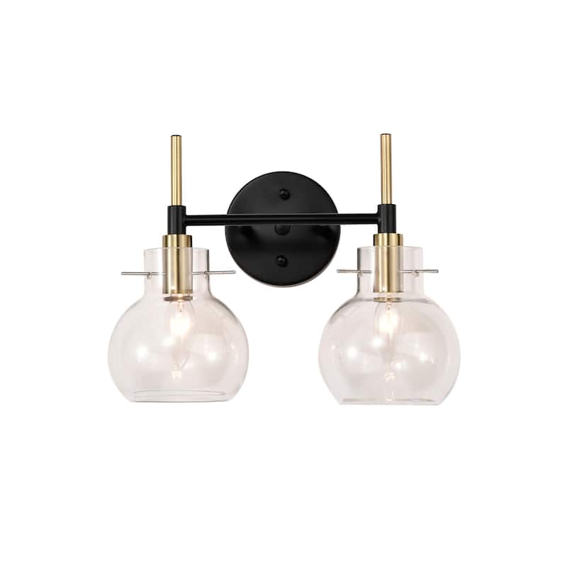 Layla 14 Inch Clear Glass Design Wall Sconces with 2 Light - N/A