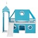 preview thumbnail 4 of 7, Blue Twin Size Pine Wood Castle Bunk Bed with Slide, Tent, Tower, Guardrail