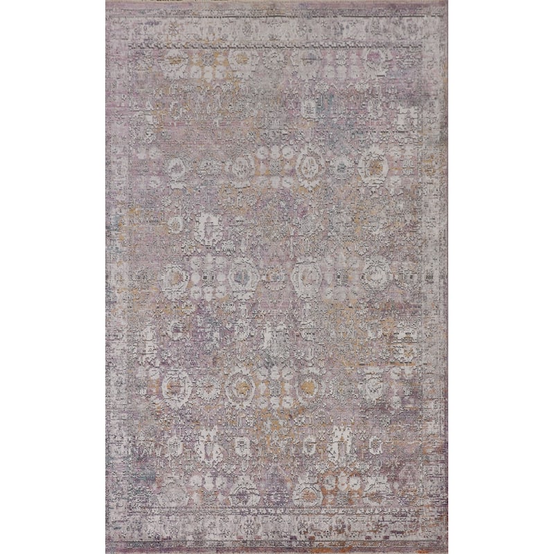 Purple Art & Craft Turkish Area Rug Machine Made Floral Carpet - 5'0" x 8'0"