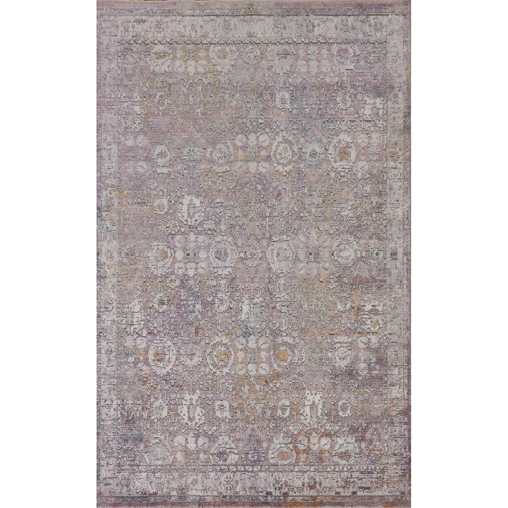 Purple Art & Craft Turkish Area Rug Machine Made Floral Carpet - 5'0" x 8'0"