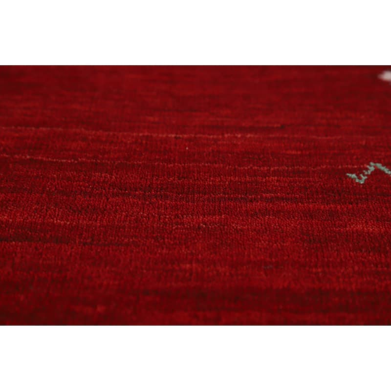 Tribal Gabbeh Indian Area Rug Handmade Modern Red Wool Carpet - 5'0" x 7'7"