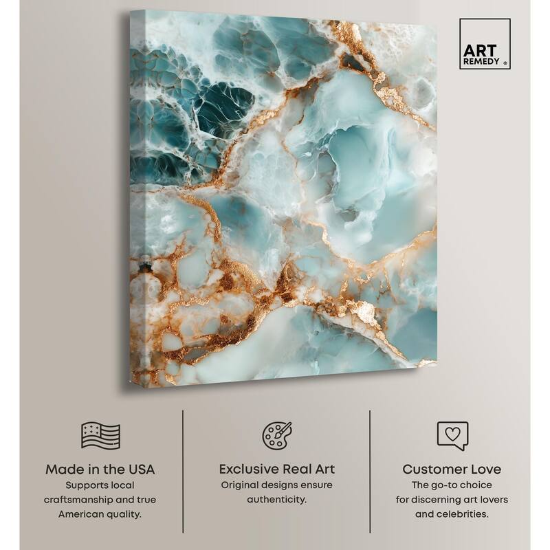 Teal Marble Majesty Canvas by Art Remedy, Gallery Wrapped