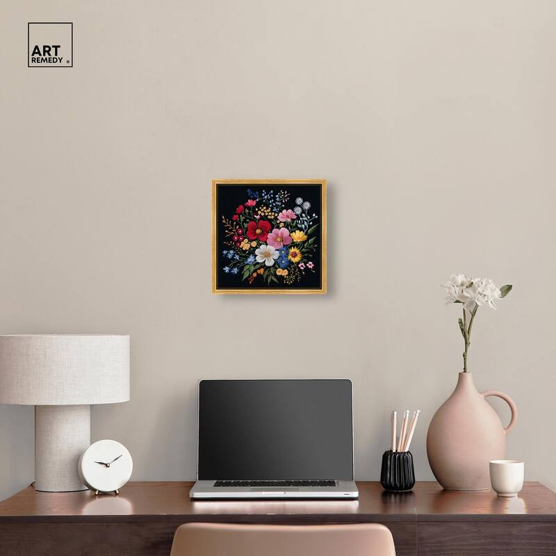 Midnight Wildflower Weave Canvas by Art Remedy
