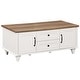 preview thumbnail 7 of 10, Farmhouse Coffee Table with Cabinets & Drawers, Wooden Center Table