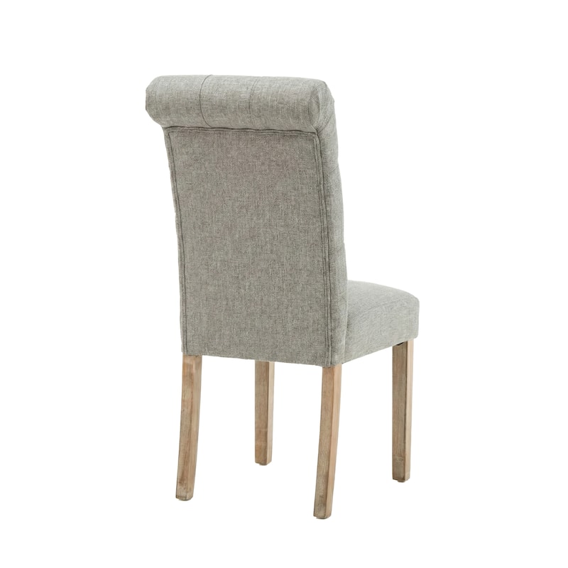 Coldspring Light Grey Roll-top Tufted Dining Chair (Set of 2)