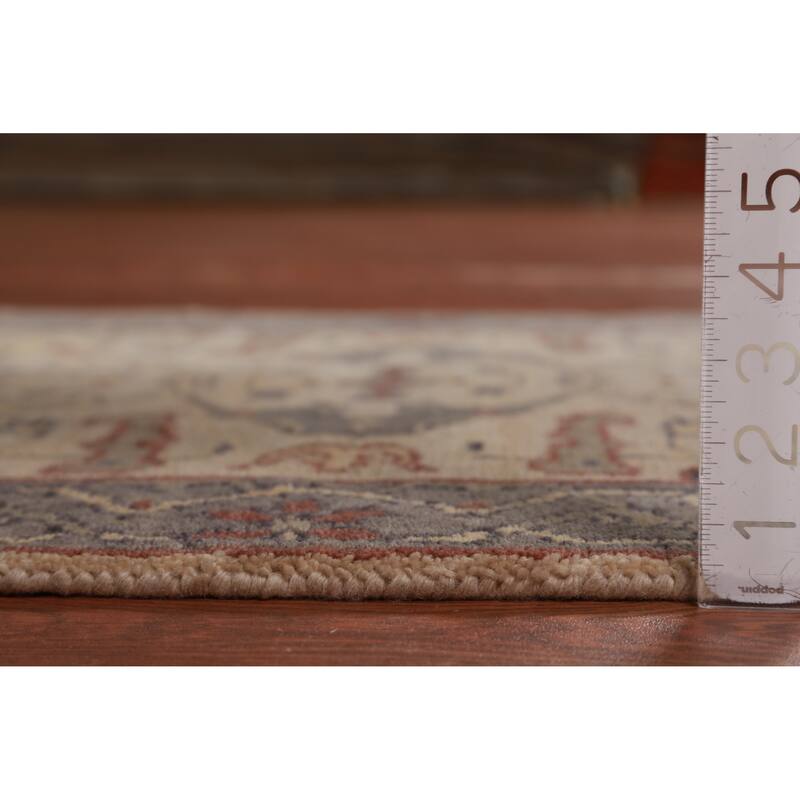 All-Over Beige Oushak Oriental Runner Rug Handmade Wool Carpet - 2'7" x 7'8"