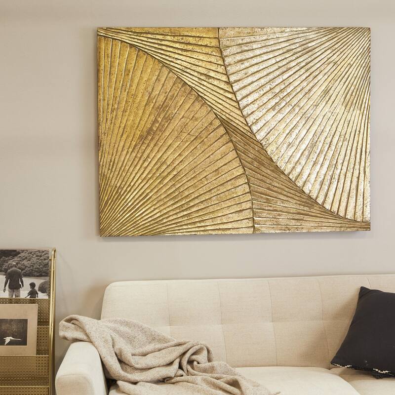 Wood Geometric Carved Radial Home Wall Decor - Gold or Silver - Roche River Decor