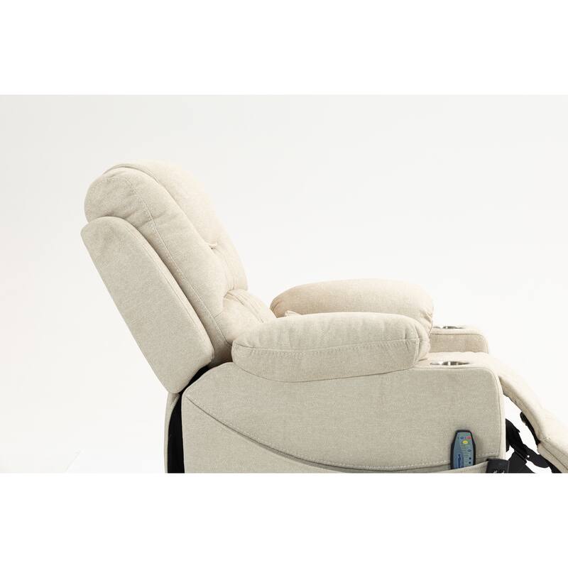 Velvet Oversized Power Lift Recliner Chair, Dual OKIN Motors & Cup Holders