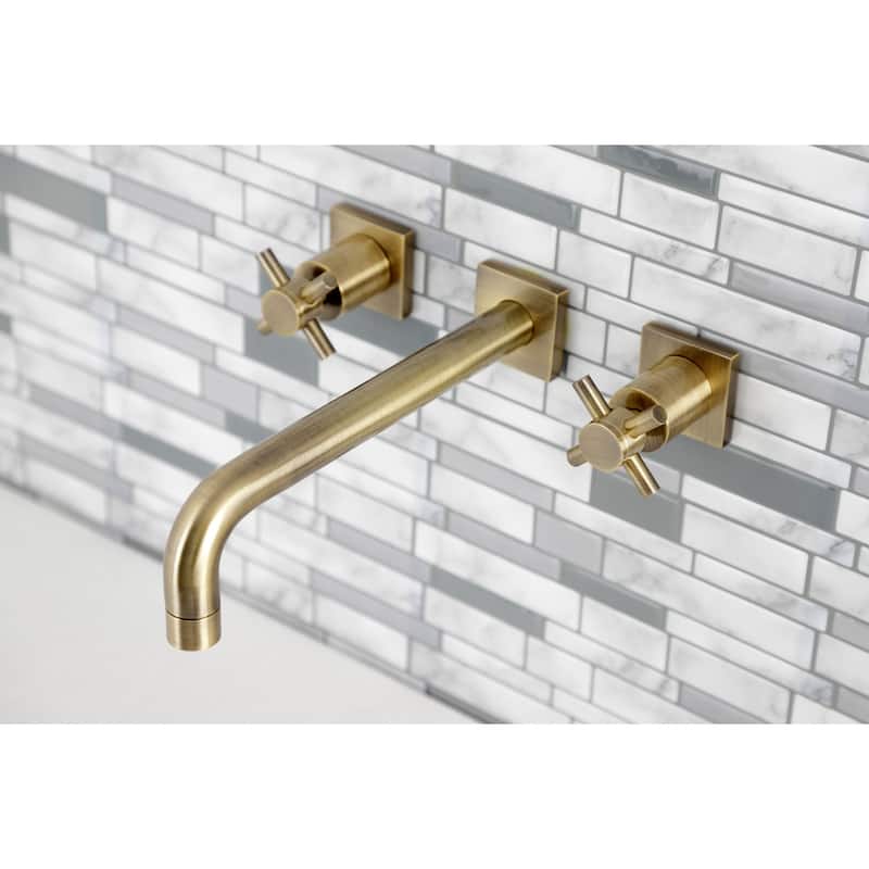 Concord 3-Hole Wall Mount Roman Tub Faucet in Polished Brass