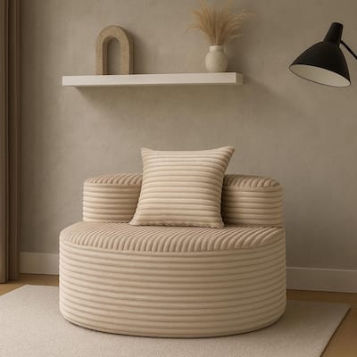 Floor Standing Single Sofa Chair Accent Chair Corduroy Barrel Chair