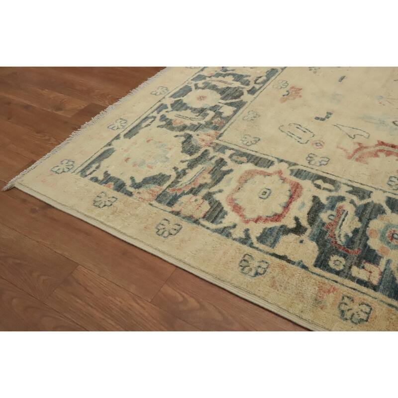 Hand Knotted Traditional Wool Beige Geometric Area Rug - 9' 9'' X 8' 3''