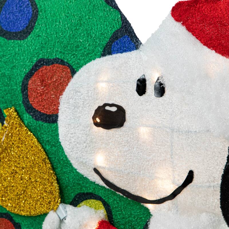 32" LED Peanuts Snoopy Christmas Tree Outdoor Decoration Clear Lights - Green