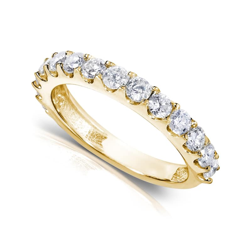 Kobelli 1 Carat Lab Grown Diamond 14k Solid Gold 3mm Half Eternity Lorette Wedding Ring