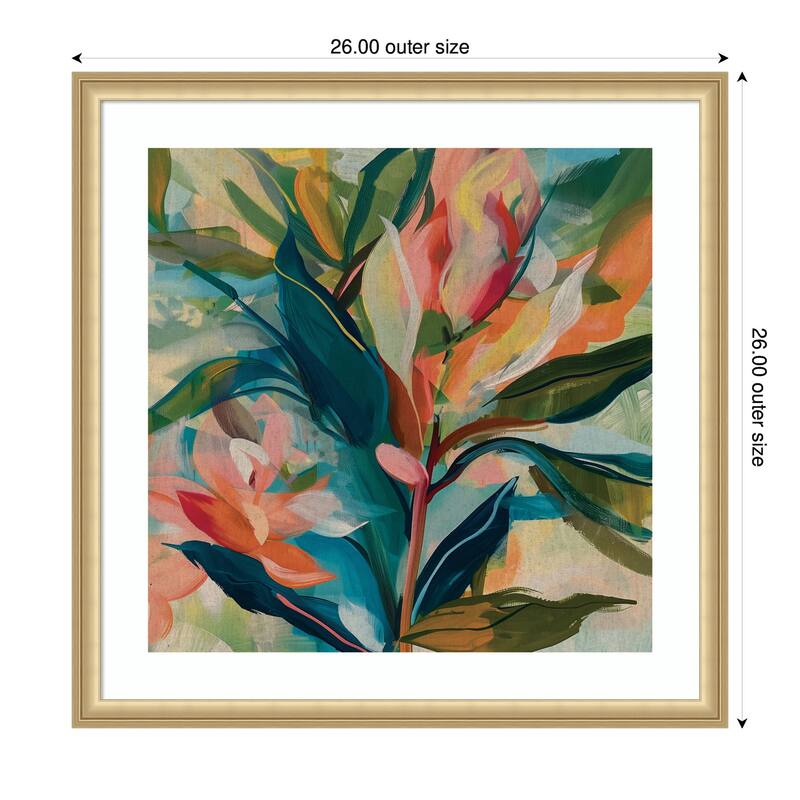 Kate and Laurel Framed Art Colorful Tropic Botanical Abstract Neutral Linen by The Creative Bunch Studio